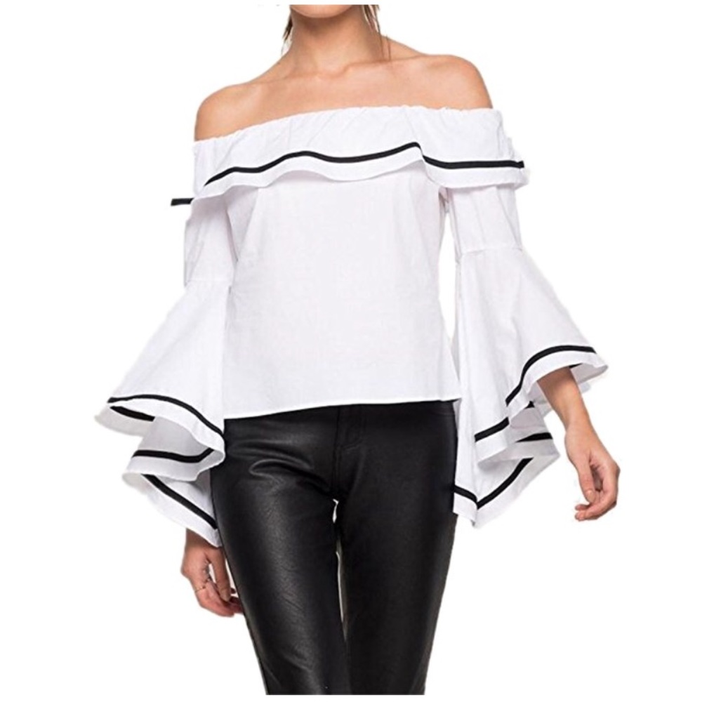 Beautiful women off shoulder casual ruffled top
